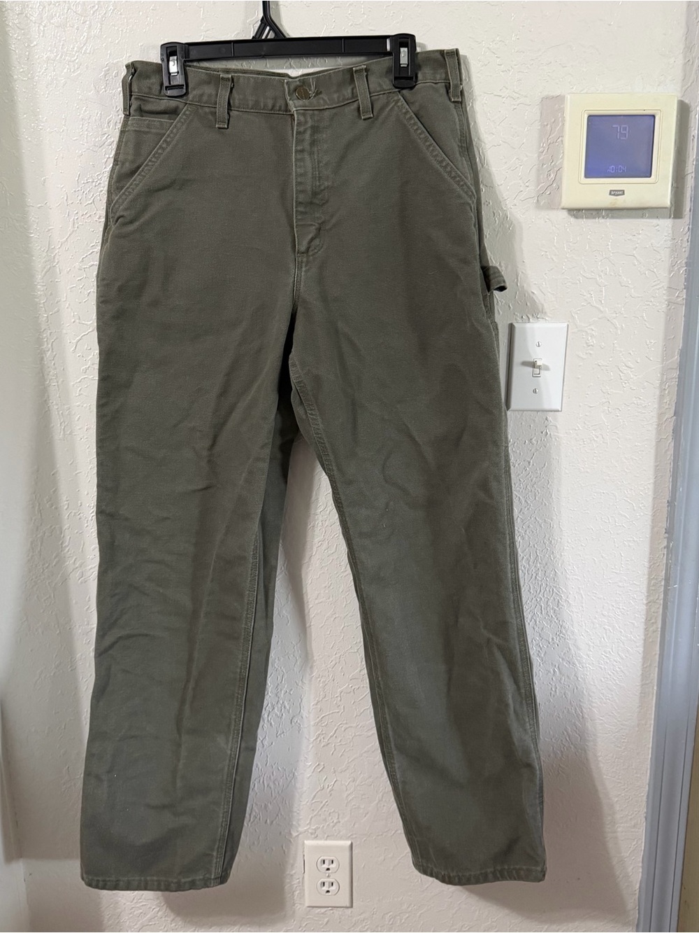 Carhartt Olive Green Original Dungarees Work Pants Size 32x32